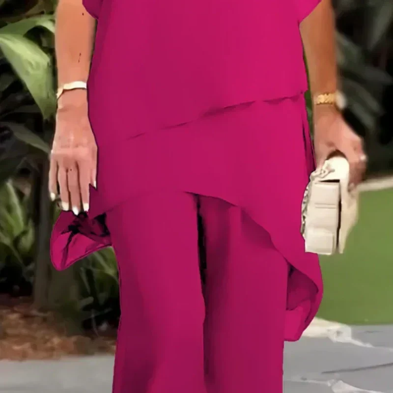 Completo con pantaloni palazzo drappeggiati