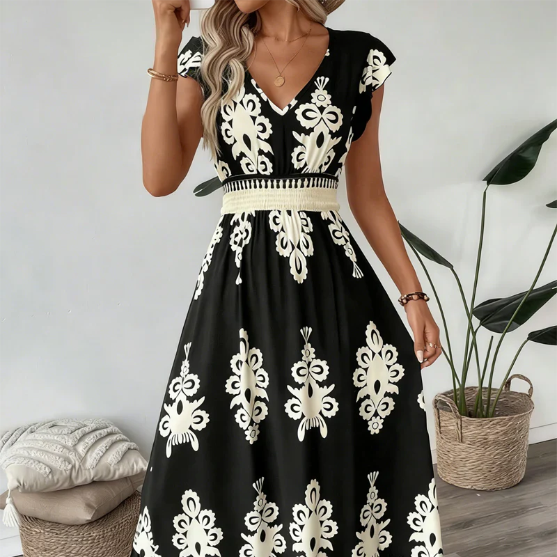 Candela | Vestido maxi barroco con escote en V