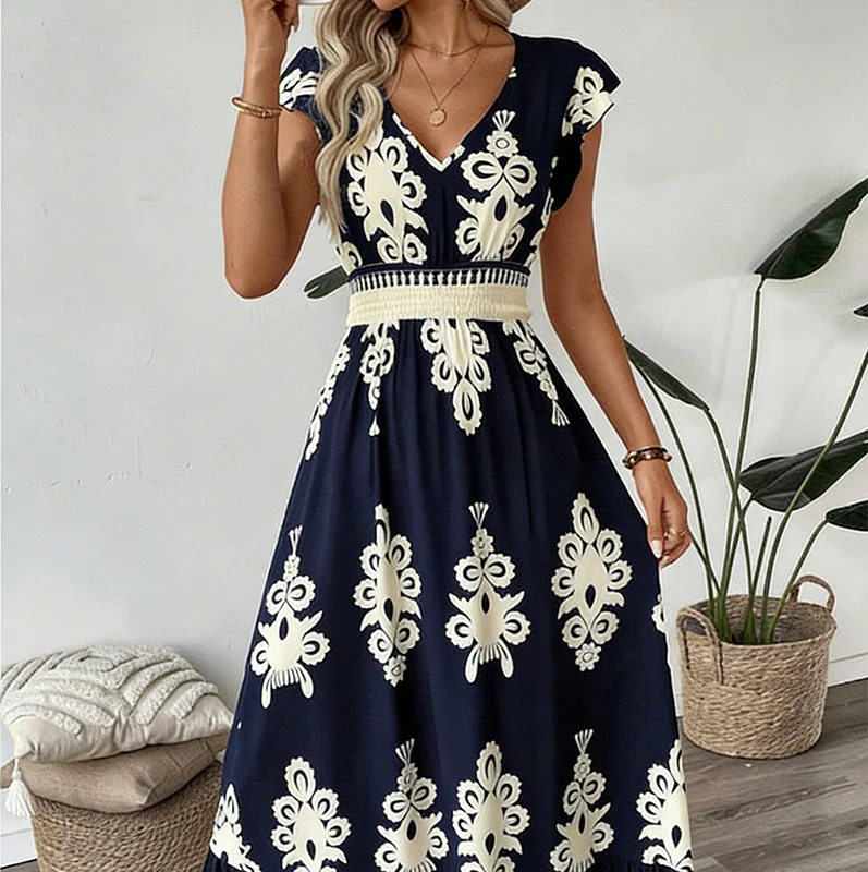 Candela | Vestido maxi barroco con escote en V