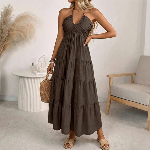 Julia | Vestido largo con cuello halter y espalda descubierta