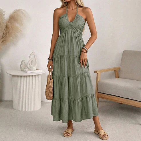 Julia | Vestido largo con cuello halter y espalda descubierta