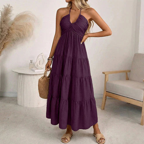 Julia | Vestido largo con cuello halter y espalda descubierta