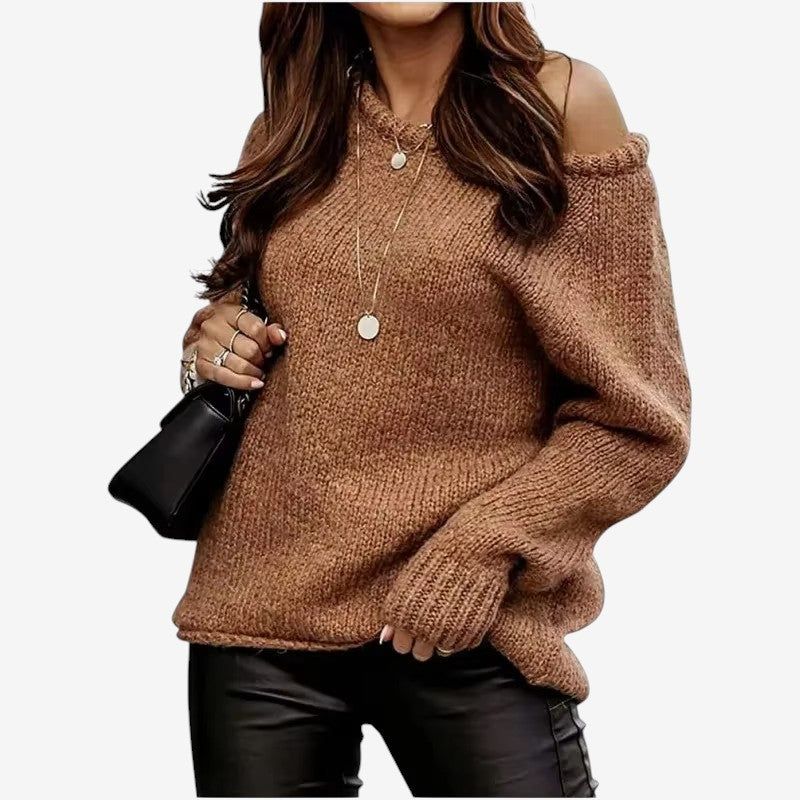 Elizabeth - Maglione con Maniche Lunghe, Maniche a Costine e Scollo Rotondo