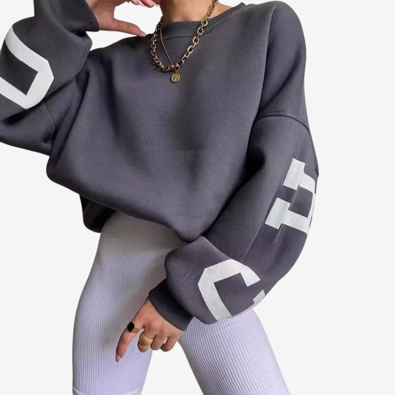 Farrah - Maglione oversize a maniche lunghe con scollo rotondo