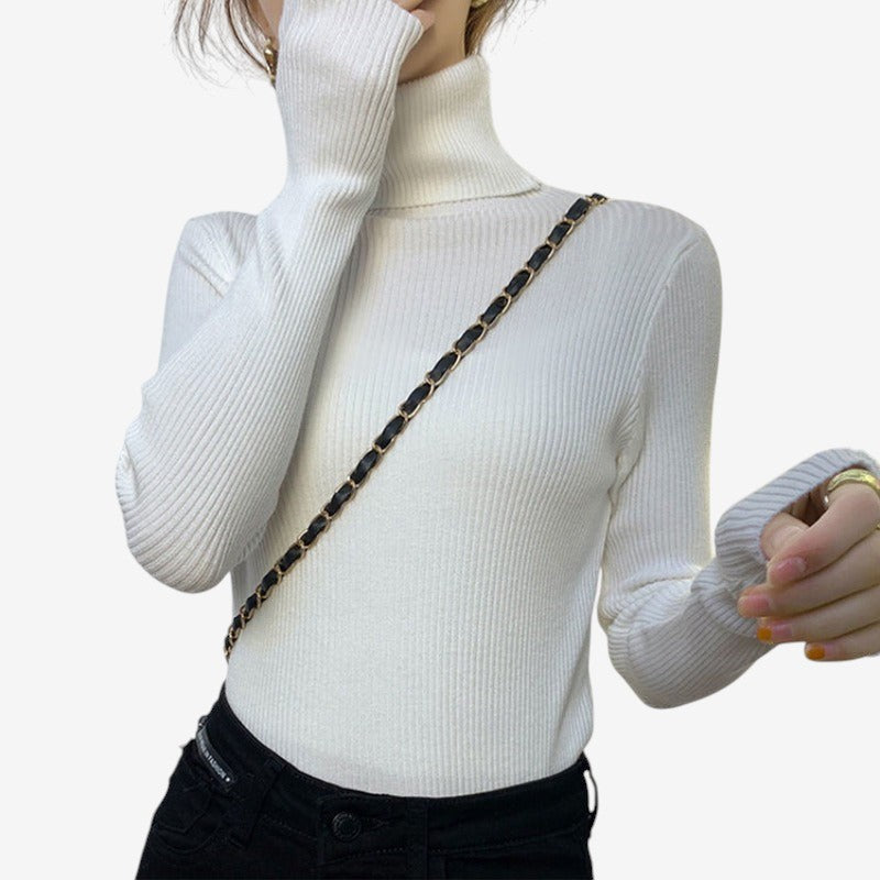 Bella – Maglione con maniche lunghe, collo alto e vestibilità slim